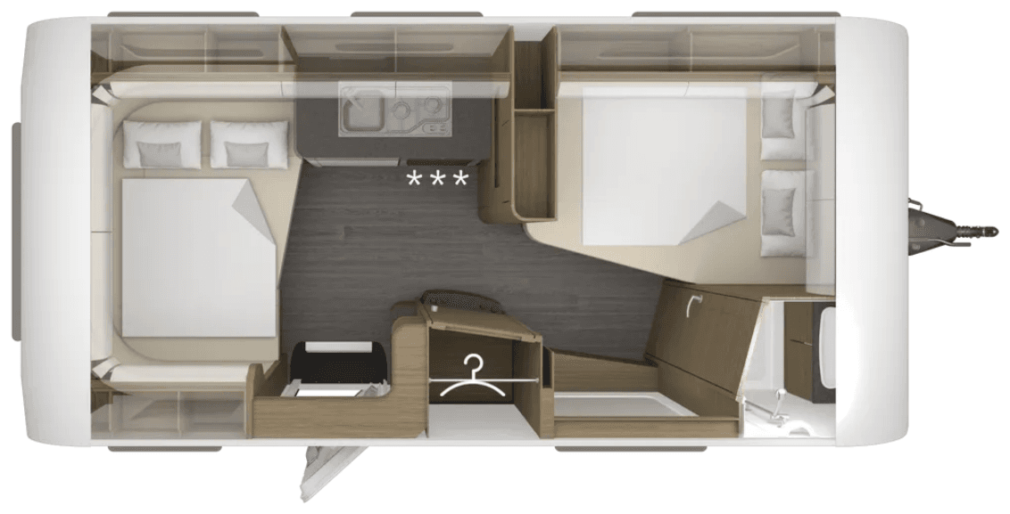 Plan d'aménagement Tabbert Bellini 480 TD/F 2,3